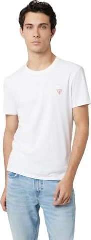 Guess Small Logo-Dreieck T-Shirt kurzarm weiß (Herren)