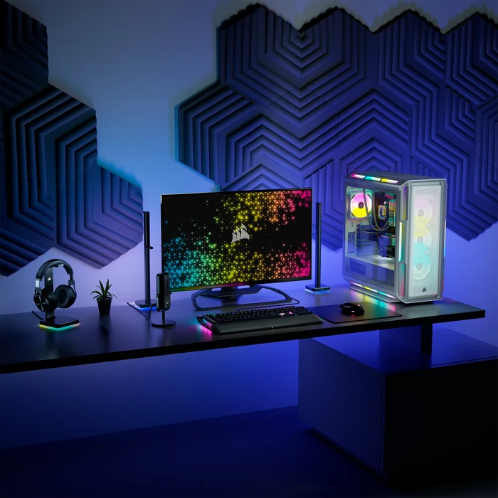 Corsair iCue 5000T RGB TG, weiß, Glasfenster