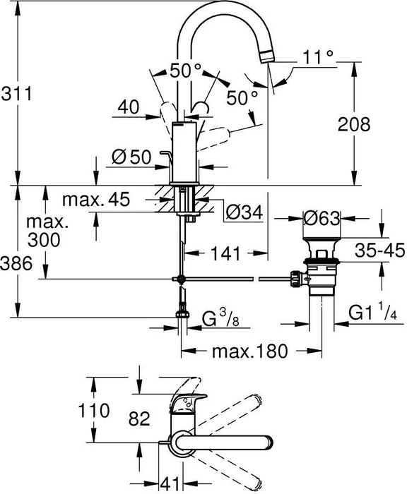 Grohe Swift Einhand-Waschbeckenarmatur 1/2" L-Size chrom