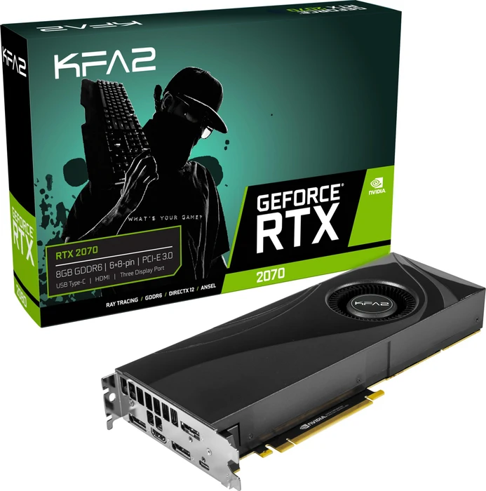 KFA2 GeForce RTX 2070, 8GB GDDR6, HDMI, USB-C, 3x DP