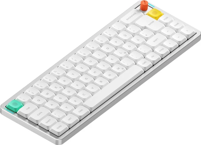 NuPhy Air65 V3 Mac/PC, Nova White, weiß/silber, hot-swap, Low-Profile Blush nano, USB/Bluetooth, DE