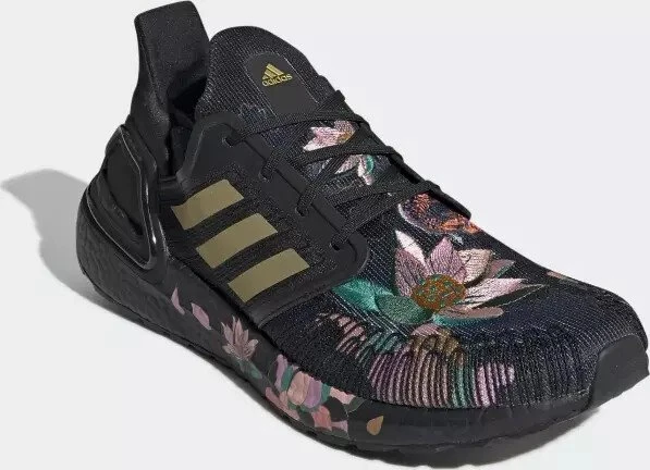 adidas Ultraboost 20 core black/gold metallic/signal coral (Herren)
