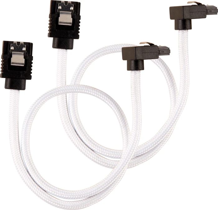 Corsair Premium Sleeved SATA 6Gb/s Kabel weiß 0.3m, gewinkelt