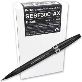 Pentel Brush Sign Pen Artist SESF30C schwarz, 12er-Pack