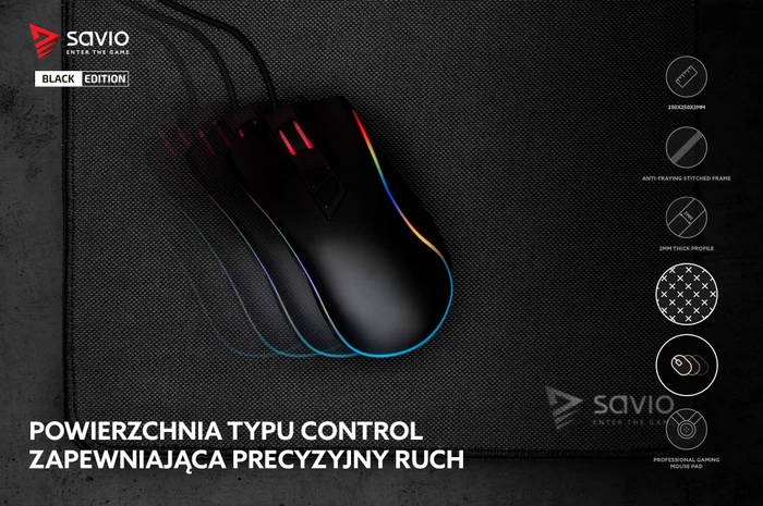 Savio Black Edition Precision Control S Gaming Mauspad, schwarz/grau