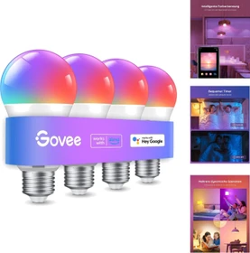 Govee RGBWW Smart LED Bulb E27 9W, 4 Stück