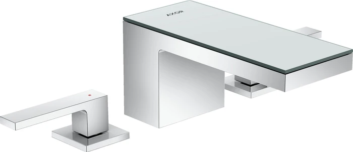Hansgrohe Axor MyEdition 3-Loch Waschbeckenarmatur 70 mit Push-Open Ablaufgarnitur chrom/spiegelglas