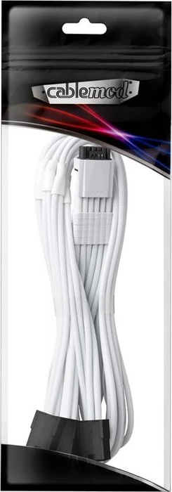 CableMod Pro ModMesh 12VHPWR PCI-e Extension, 3x 8-Pin PCIe Stecker auf 16-Pin PCIe 5.0 12VHPWR Stecker, Adapterkabel, weiß, 45cm
