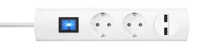 Kopp Steckdosenleiste UNOversal Plus mit Schalter und 2x USB, 2-fach, 1.4m, weiß