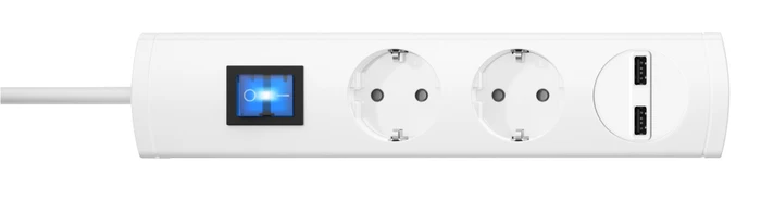 Kopp Steckdosenleiste UNOversal Plus mit Schalter und 2x USB, 2-fach, 1.4m, weiß