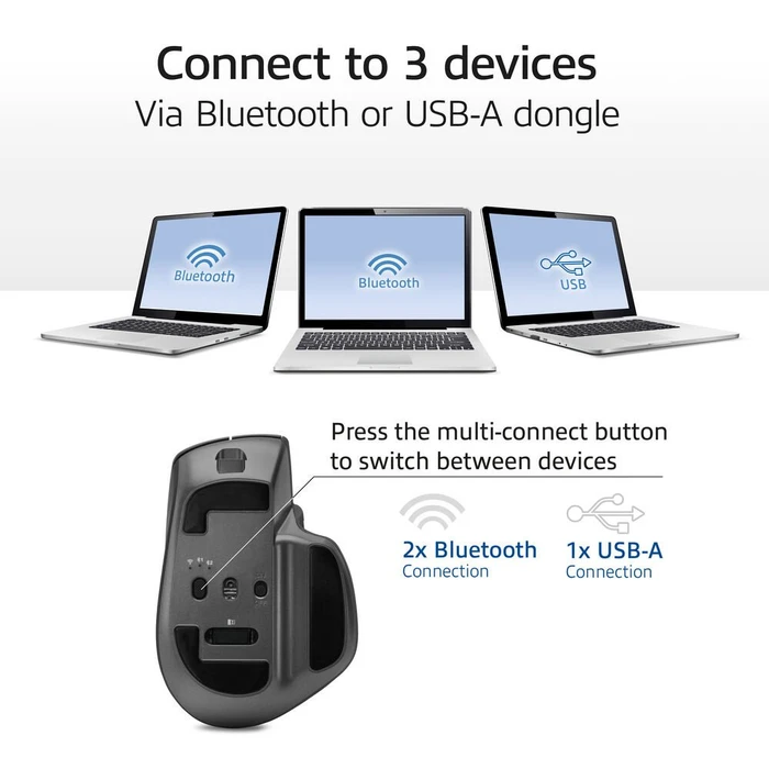 Act Wireless Multi-Connect Mouse, rechargeable, schwarz, USB/Bluetooth