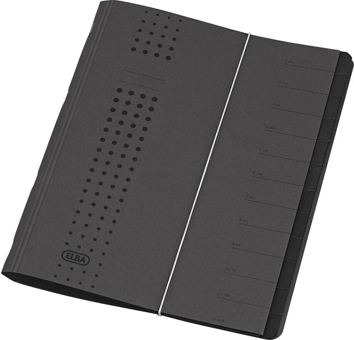 Elba Chic Fächermappe, 12 Fächer, A4, anthrazit, 5er-Pack