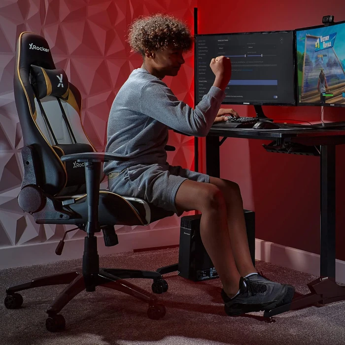 X Rocker Agility Compact Esports Gamingstuhl für für Kinder/Jugendliche, gold/schwarz