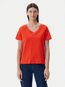 Gant Shield V-Neck T-Shirt kurzarm orange (Damen)
