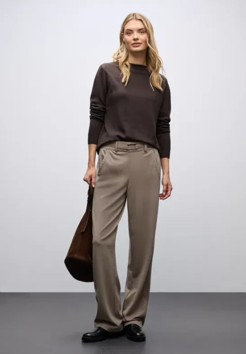 Street One Straight Leg Detail Hose bark brown (Damen)
