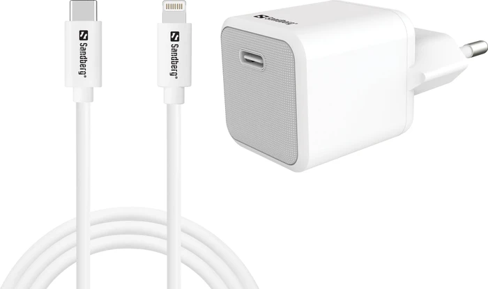 Sandberg USB-C AC 20W Charger EU + Lightning 1M weiß