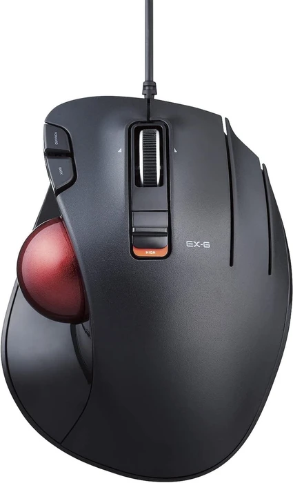 Elecom EX-G M-XT2URBK-G Wired Trackball schwarz/rote Kugel, Rechtshänder, USB-A
