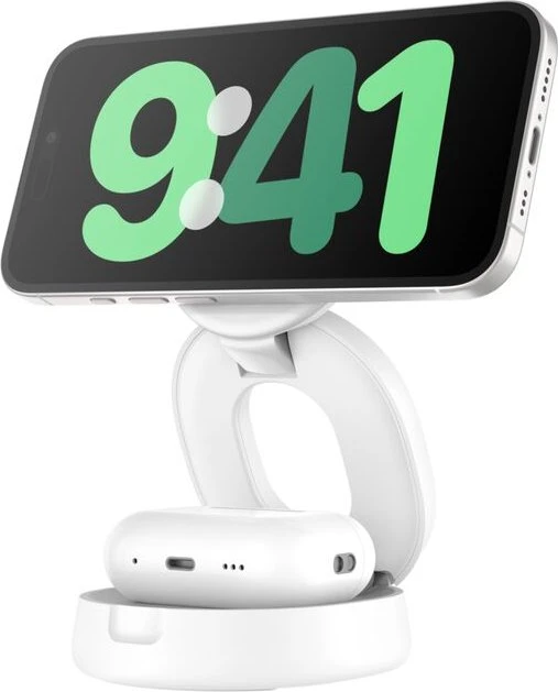 Belkin BoostCharge Magnetische 2-in-1-Ladestation mit Qi2 (15 W) weiß