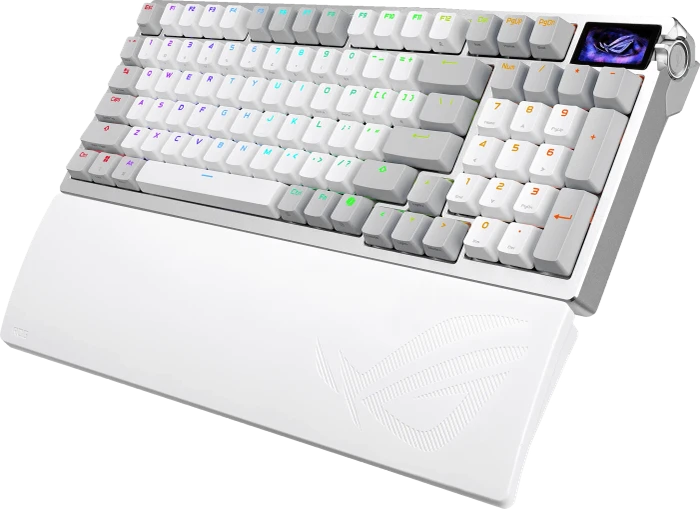 ASUS ROG Azoth 96 HE Gaming Keyboard, White, hot-swap, ROG HFX V2 Magnetic, USB/Bluetooth, DE