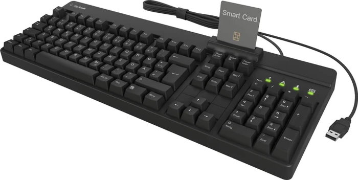 KeySonic KSK-8040U-CR Dual-Dynamics Tastatur, schwarz, mit Kartenleser, USB, DE