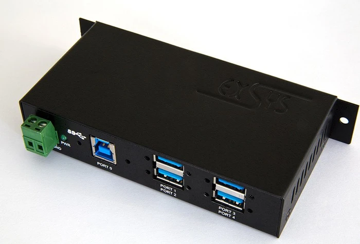 Exsys Industrial Railmount USB-Hub, 4x USB-A 3.0, USB-B 3.0 [Buchse]