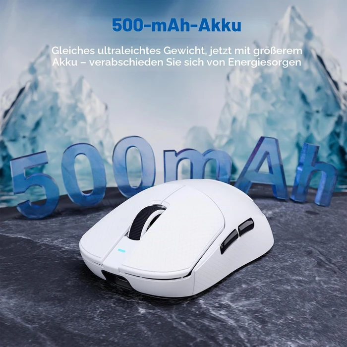 Attack Shark X8 Plus Tri-mode Wireless Gaming Mouse, weiß, inkl. Grip Tape & C06 Ultra LED Kabel, USB/Bluetooth