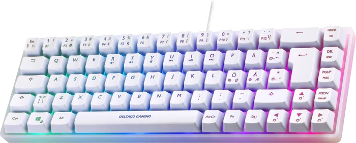 Deltaco Gaming WK70 Mini, 60%, weiß, LEDs RGB, semi-transparent, USB, ND