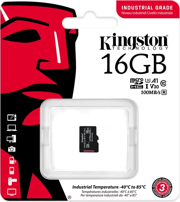 Kingston Industrial Temperature Gen2 R100 16GB, UHS-I U3, A1, Class 10