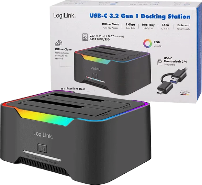 LogiLink Dual Dockingstation, 2.5"/3.5", USB-C 3.0