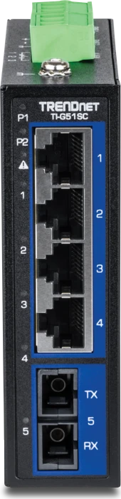 TRENDnet TI Hardened Industrial Railmount Gigabit Switch, 4x RJ-45, 1x SC-Duplex