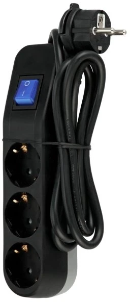 REV Ritter ICE Steckdosenleiste mit Schalter, 3-fach, 1.4m, schwarz