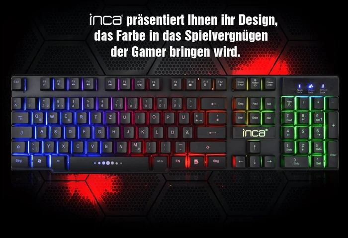 Inca IKG-446 Gaming Keyboard, schwarz, LEDs RGB, USB, DE