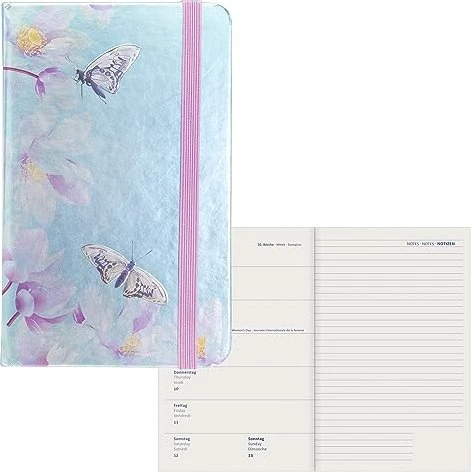 Idena Agenda Wochenkalender Agenda 2024, 90x140mm, Butterfly, 88 Blatt