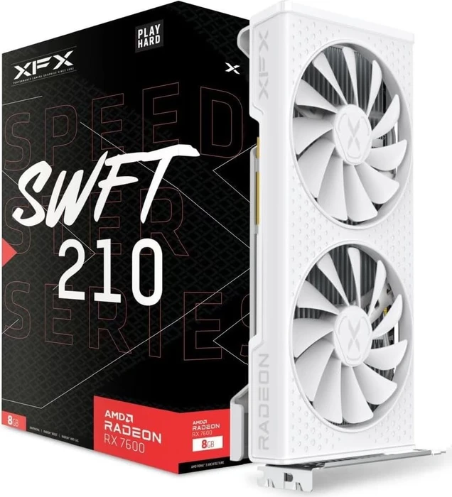 XFX Speedster SWFT 210 Radeon RX 7600 Core Edition White, 8GB GDDR6, HDMI, 3x DP