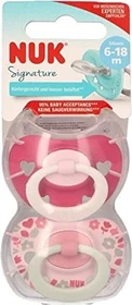 NUK Signature Schnuller, 6-18M, Silikon, rosa, 2 Stück