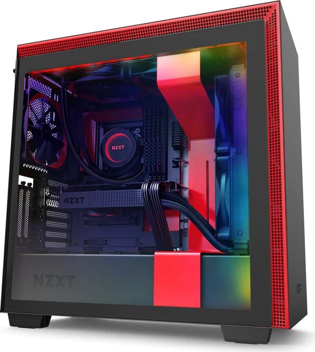 NZXT H710i, schwarz/rot, Glasfenster