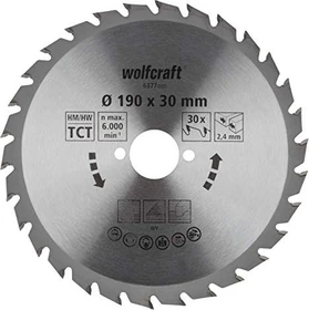 Wolfcraft Serie Grün Kreissägeblatt 30Z, 190x2.4x30mm, 1 Stück