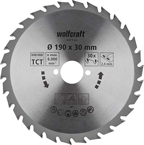 Wolfcraft Serie Grün Kreissägeblatt 30Z, 190x2.4x30mm, 1 Stück