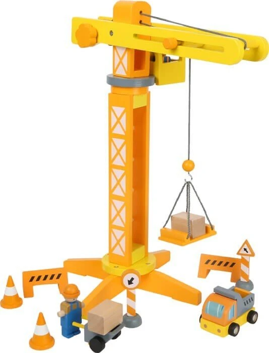 Legler Small Foot Baukran mit Baustellenzubehör