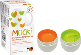 Kreul Mucki Porzellan-Fingerfarbe, orange/grün, 50ml, 2er-Set
