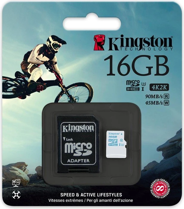 Kingston Action Camera R90/W45 16GB Kit, UHS-I U3, Class 10
