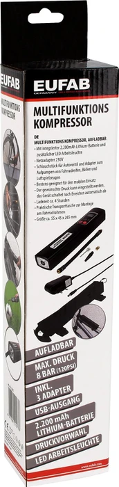 EUFAB 8bar Akku-Luftpumpe inkl. Tasche + Akku