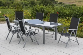 Merxx Amalfi Gartenmöbel-Set schwarz/silber, 7-tlg.