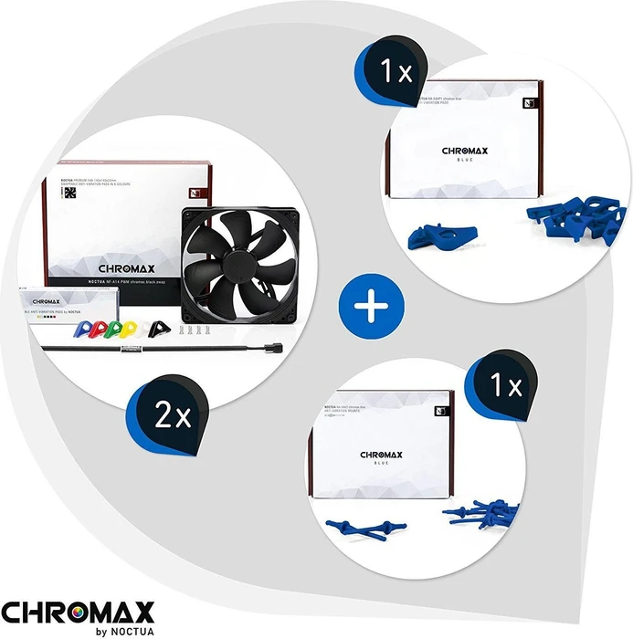 Noctua NF-A14 PWM chromax.black.swap blau, 140mm, 2er-Pack