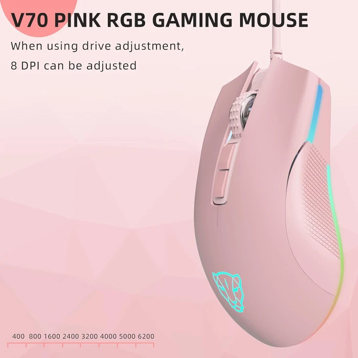 Motospeed V70 RGB Gaming Mouse, rosa, USB