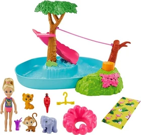 Mattel Barbie - Barbie und Chelsea Dschungelabenteuer Poolparty-Spielset