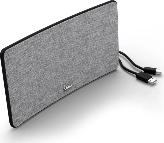 Hama Zimmerantenne "Stoff-Design", DVB-T2, aktiv, Grau/Schwarz