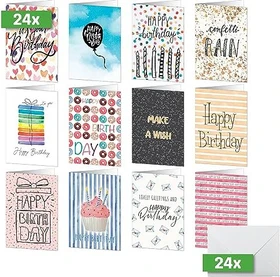 Sigel Geburtstagkarten Colourful Birthday Fun Universalpapier weiß, A6, 250g/m², 24 Blatt