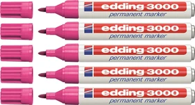 edding 3000 Permanentmarker rosa, 5er-Pack
