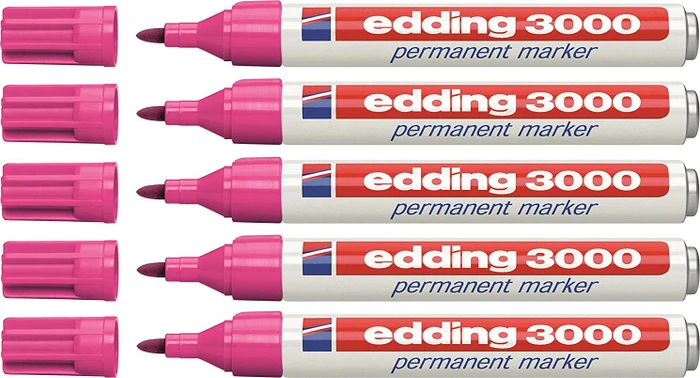 edding 3000 Permanentmarker rosa, 5er-Pack